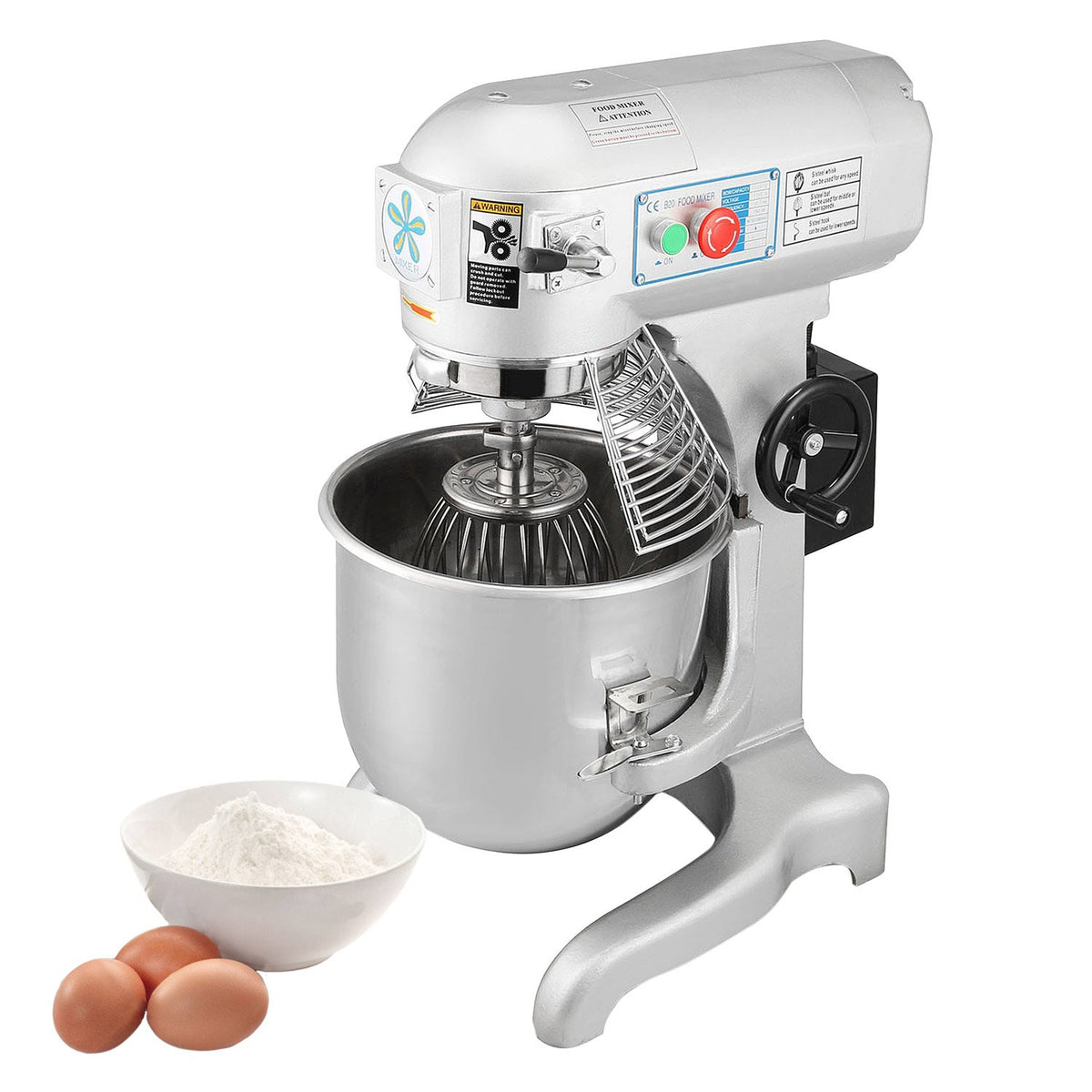 Commercial Stand Mixer 30 qt. Dough Mixer Heavy Duty Silver Electric Food  Mixer with 3-Speeds Adjustable 1100 W