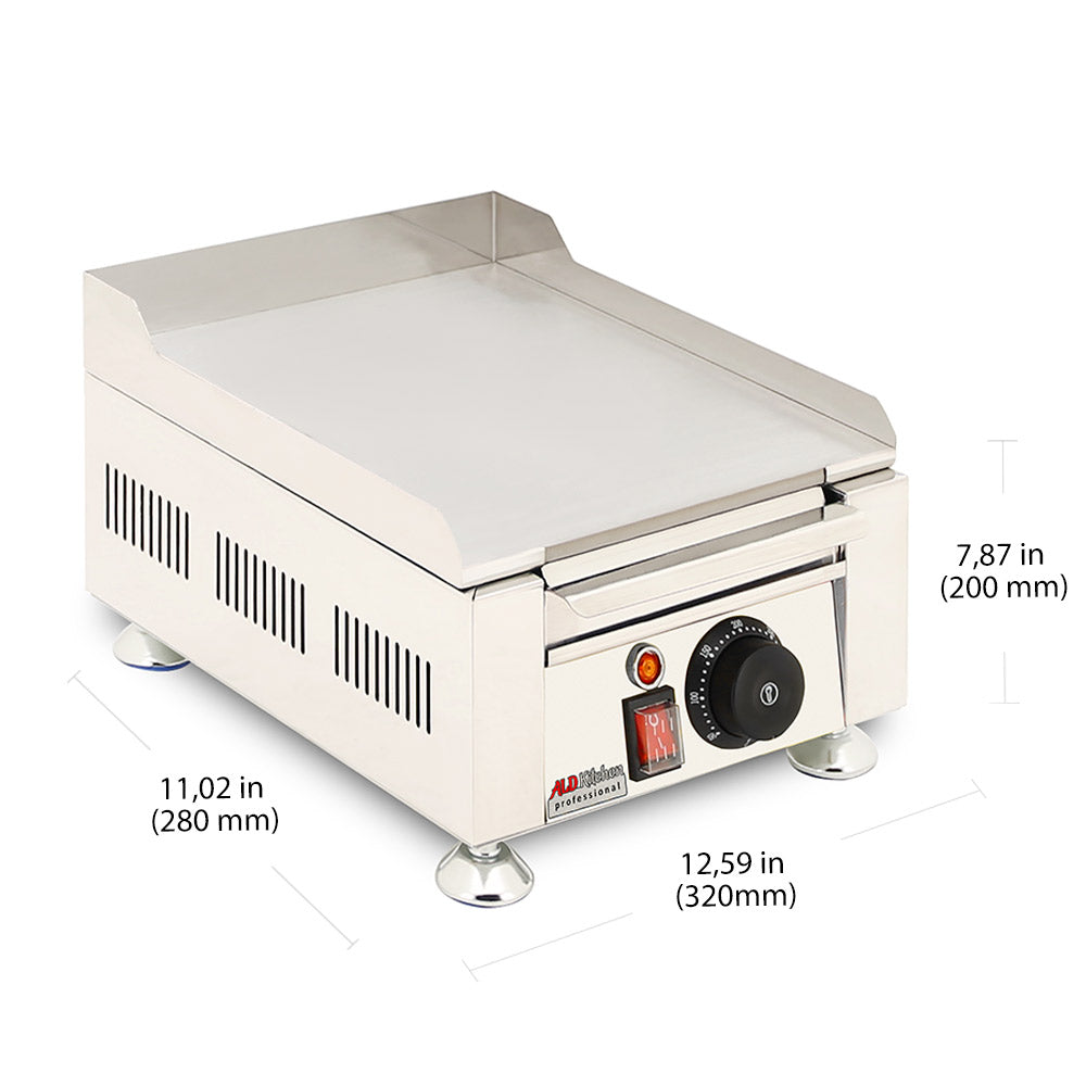 ALDKitchen Flat Top Griddle | Teppanyaki Grill with Single or Dual Thermostat | Manual | Stainless Steel Small / 110V
