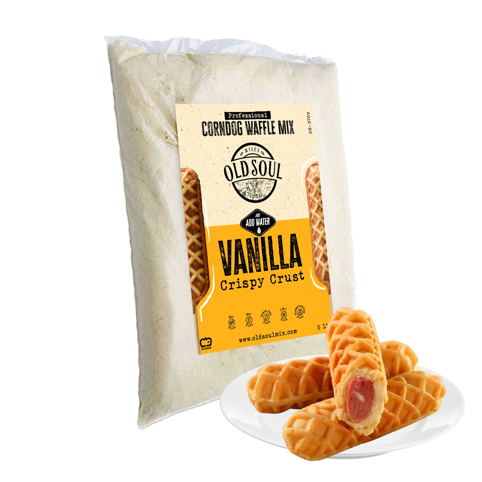 OldSoul Professional Corndog Waffle Batter Mix | Crispy | Vanilla Flavor | Dough Mix for HotDog Waffles