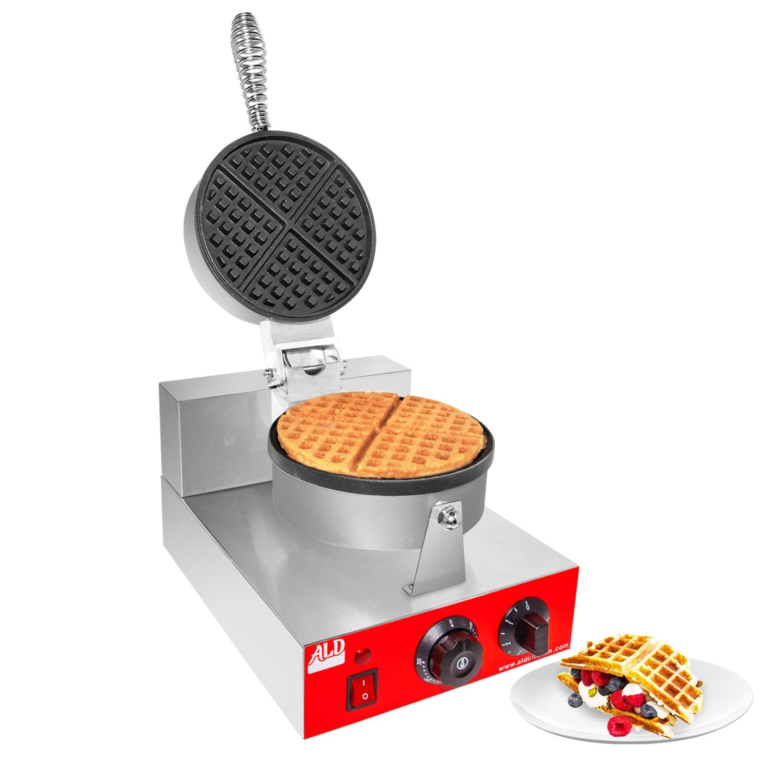 AR-HWB1 Belgian Waffle Maker | Waffle Iron with Red Panel | Nonstick