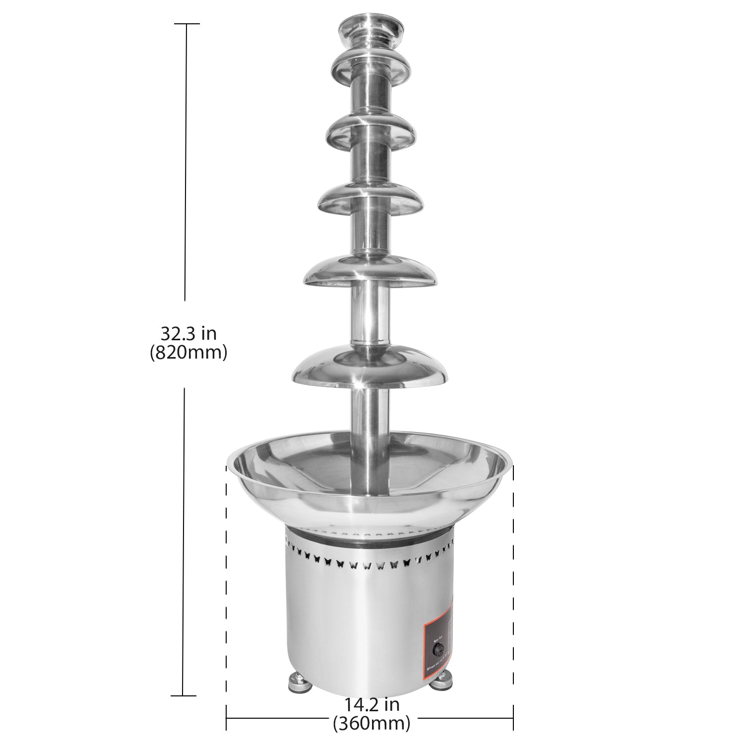 ALDKitchen Chocolate Fountain | 6-Tier Fondue Fountain with Digital Control | Stainless Steel | 110V