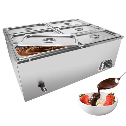 ALDKitchen Bain Marie Steam Warmer | Electric Buffet Food Warmer | Stainless Steel | 6 tanks | 110V