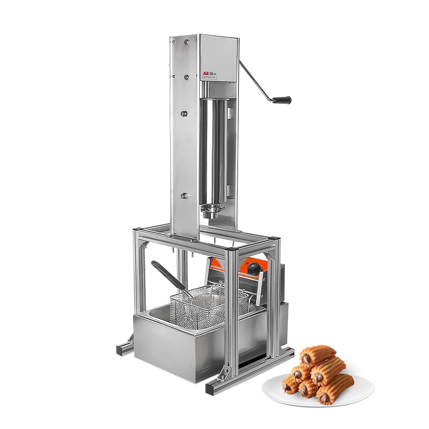 Manual Churros Maker Machine 5L Commercial Churros Maker Stainless Steel  Latin Fruit Machine with 4 Nozzles Heavy Duty Churros Machine