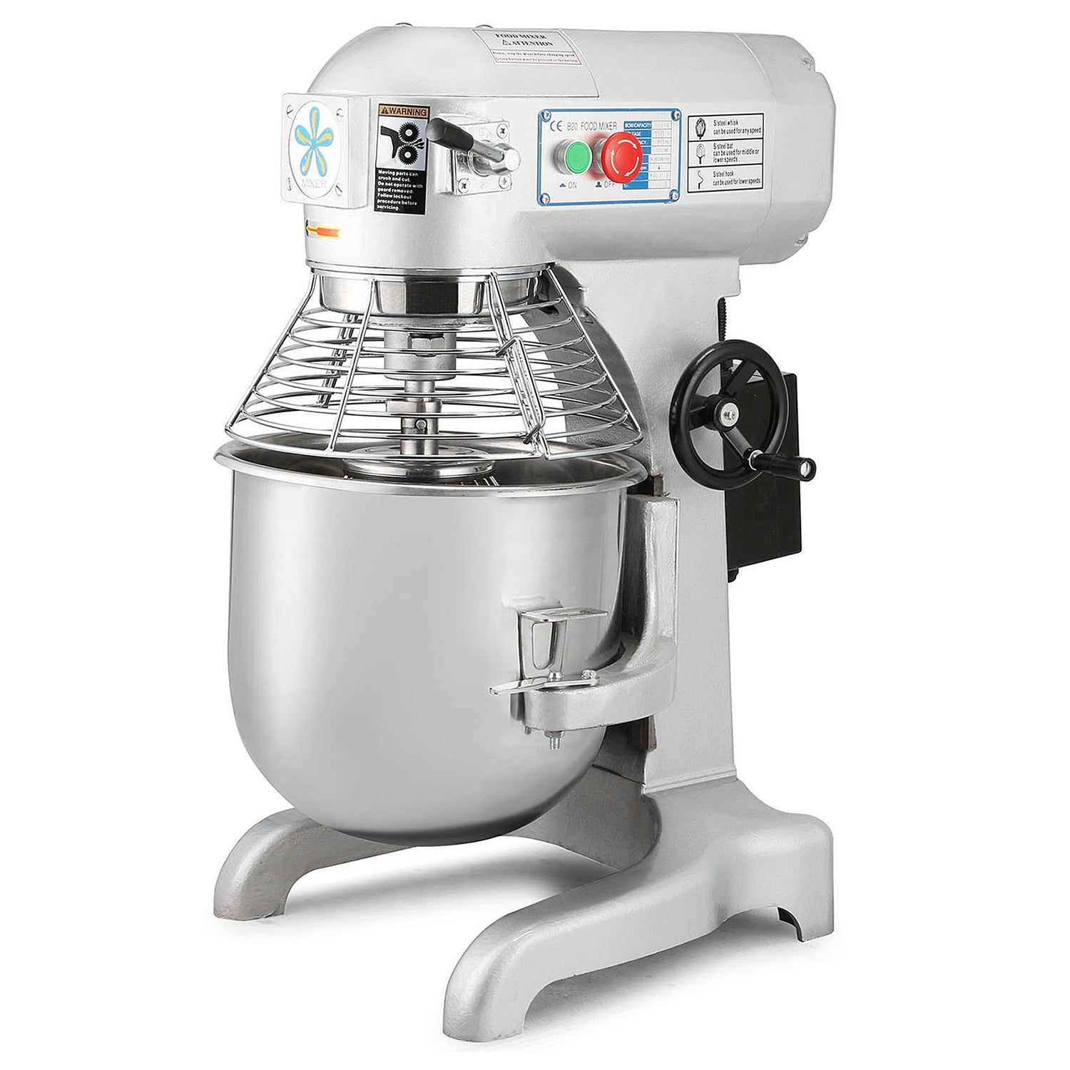 GR-30QT Food Mixer | Commercial Planetary Mixer with Dough Hook, Wire Whip & Beater | 30QT