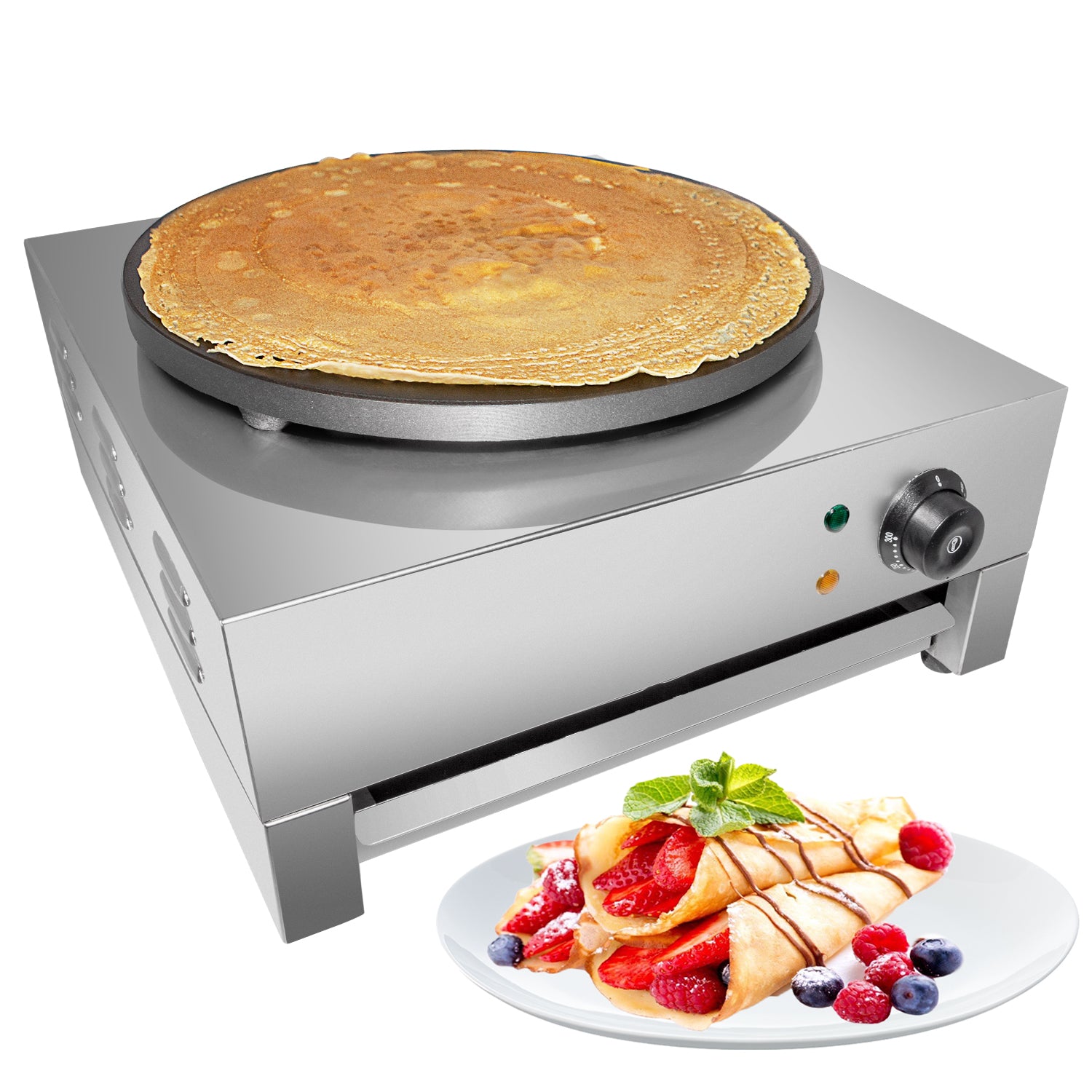 GorillaRock Pancake Maker | Commercial Electric Crepe Machine | No Plug | Stainless Steel