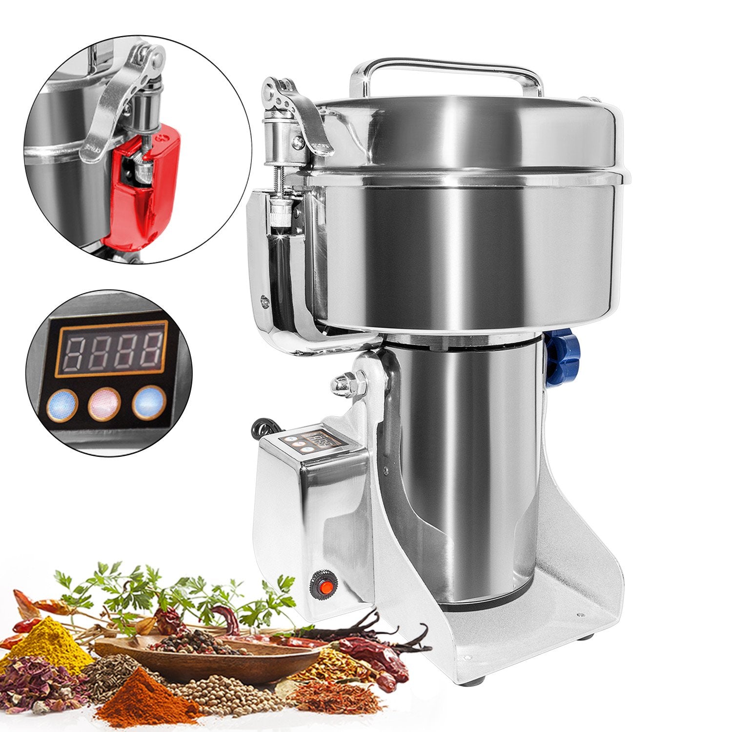 ALDKitchen Electric Grain Mill Commercial | 1000g | Swing Type Grain Grinder Mill | Stainless Steel 110V