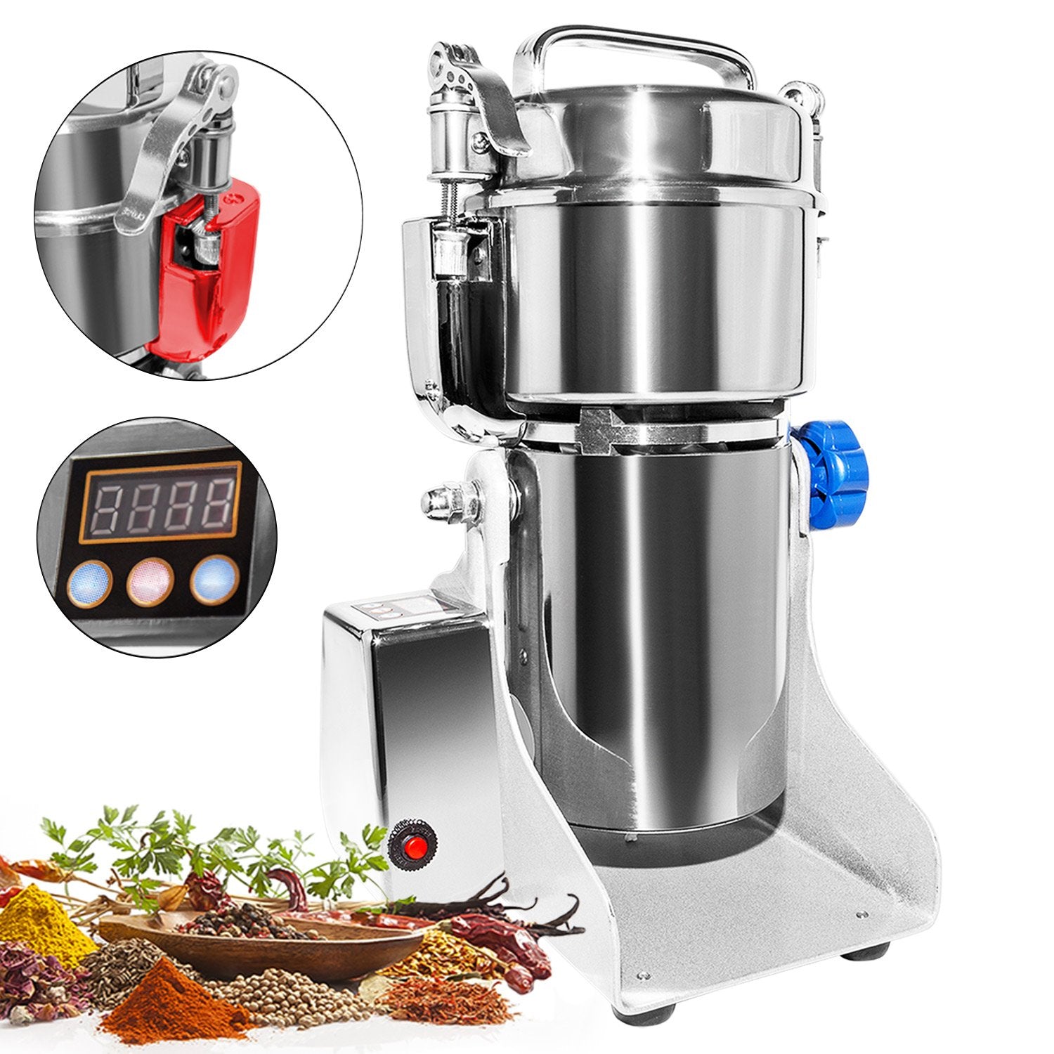 Grain Mill Grinder, High-Speed Grinder Machine, Wheat, Corn, Spices and Nut  Chopper