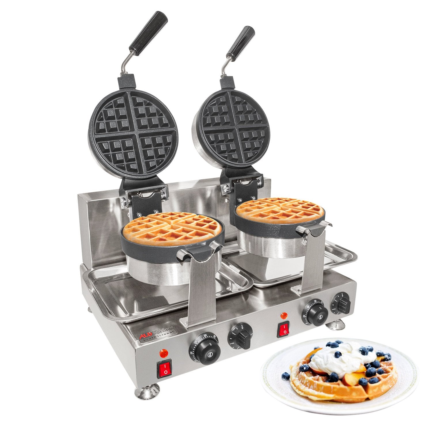 ALDKitchen Belgian Waffle Maker, Cone Maker and Waffle Iron, Round-Shape Thin  Waffles, Stainless Steel