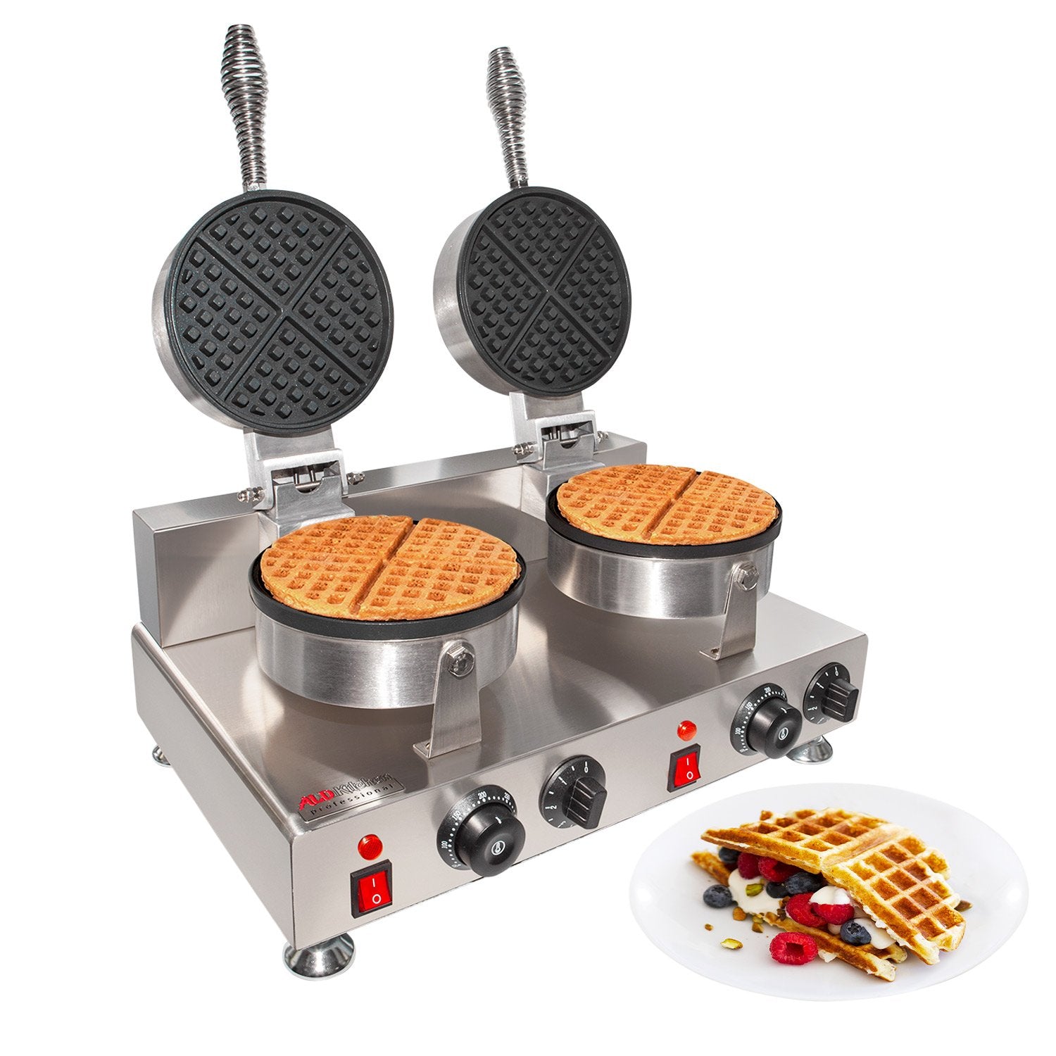 Belgian Waffle Maker | Cone Maker and Waffle Iron | Round-Shape Thin Waffles | Stainless Steel