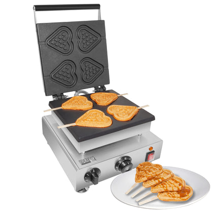 AP-511 Waffle Stick Maker | Heart Waffle Iron | Heart-Shaped Waffles on a Stick | 4 Pcs | 110V