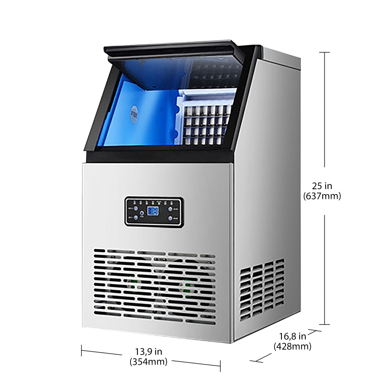 A-GK60 Electric Ice Maker | 60 KG per 24H | Automatic Ice Making Machine with Scoop and Connection Hoses