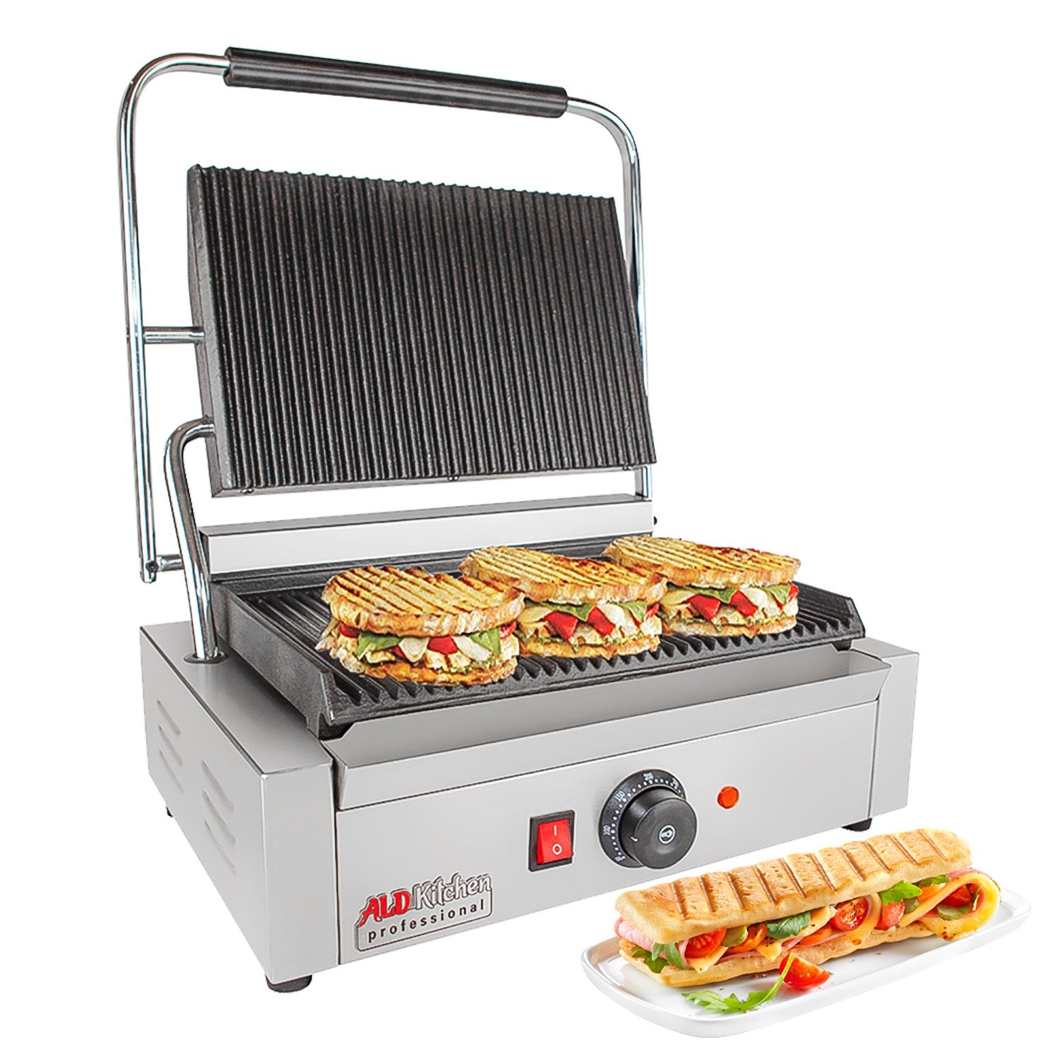 ALDKitchen Panini Press, Sandwich Maker Machine with Big Surface, Adjustable Control