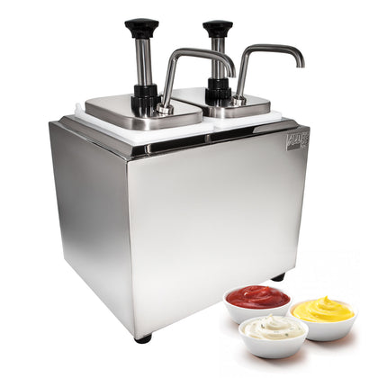 AP-315S Sauce Dispenser | 2-Bucket Sauce Pressure Pump | Double Sauce Dispenser | Commercial and Home Use