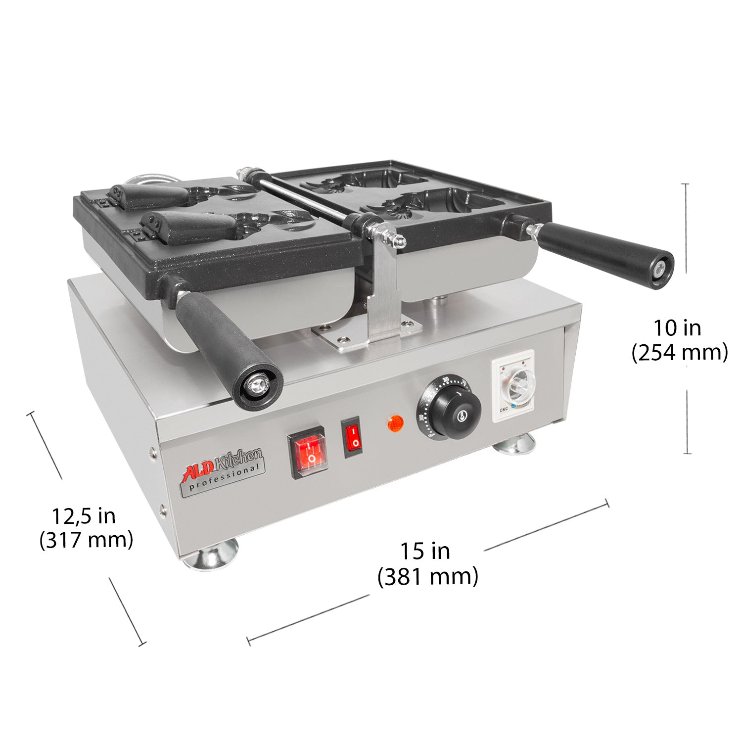 AP-199 Taiyaki Iron | Electric Taiyaki Machine | 2 Open-Mouth Fish-Shaped Waffles | Nonstick