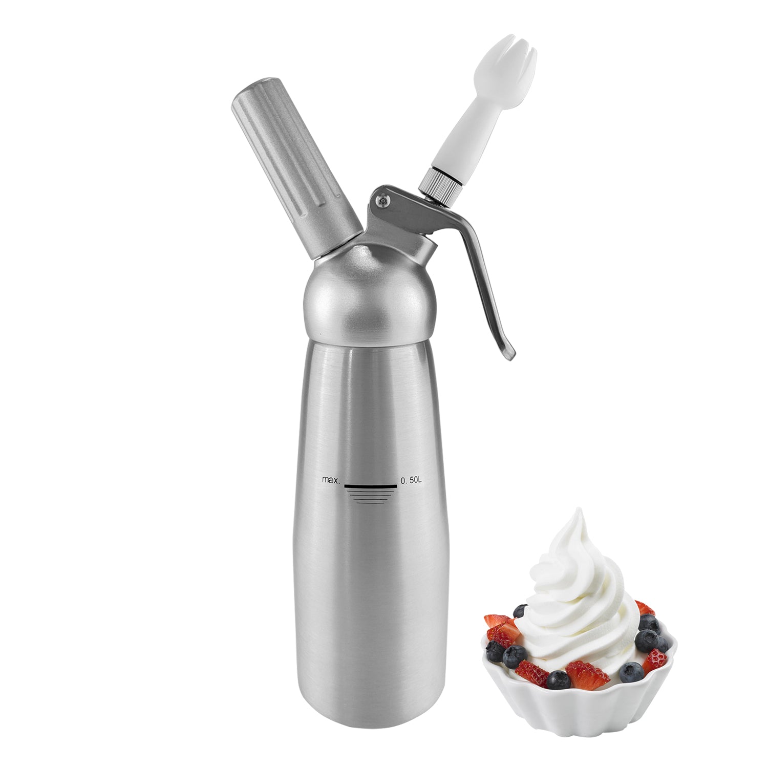 GorillaRock Whipped Cream Dispenser | 0.5 L Cream Whipper | + 3 Decorating Nozzles N/A